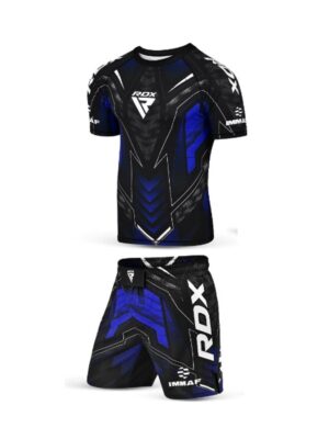 Комплект RDX IMMAF черно-синий: рашгард и шорты для единоборств